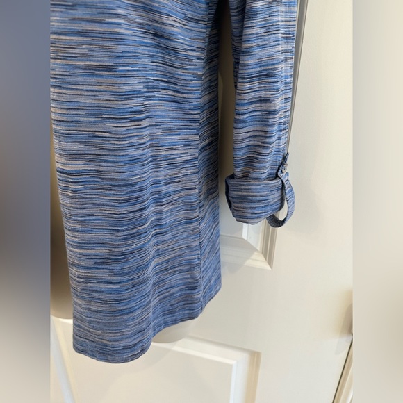 J Jill Cotton Open Front Cardigan Size XSP Roll Up Long Sleeve Heathered Blue - Picture 7 of 13